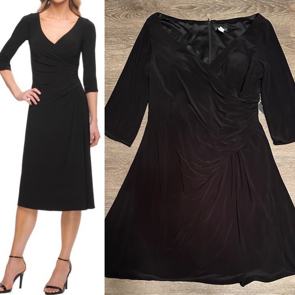 LA FEMME 30069
Size 20 
Black Dress faux wrap bodice - Picture 2 of 12